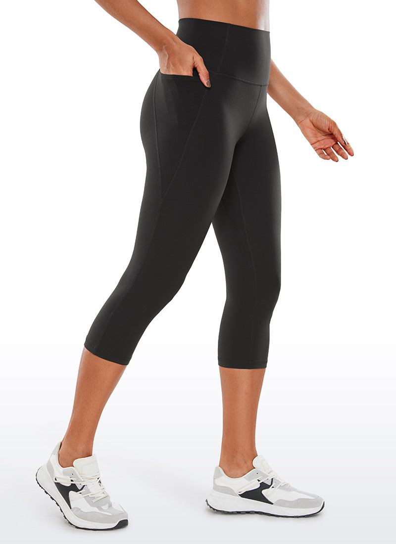 CRZ YOGA Naisten Butterluxe-capri-leggingsit, korkea vyötärö, taskut, 19'', musta @model_info:Gigi