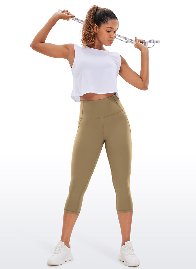 CRZ YOGA Naisten Butterluxe -korkeavyötäröiset capri-leggingsit, joissa taskut, 19'' Soul Brown @model_info:Gigi