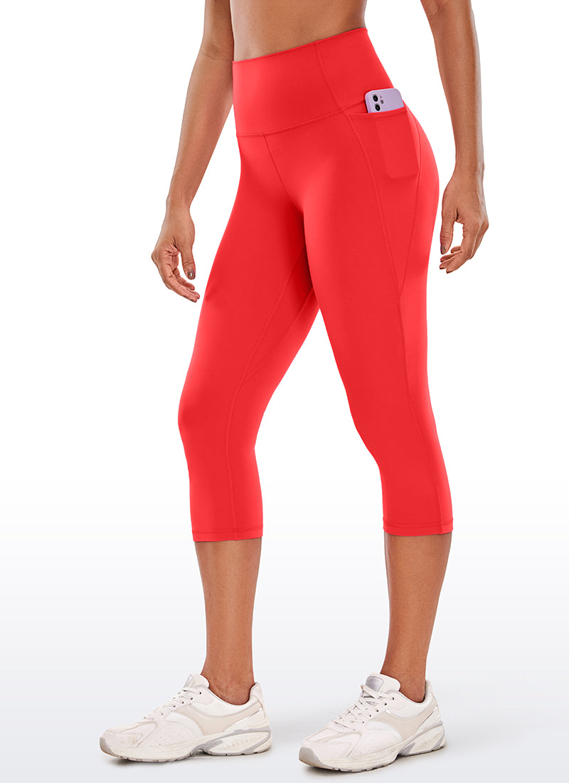 CRZ YOGA Naisten Butterluxe -korkeavyötäröiset capri-leggingsit, joissa taskut, 19'' syväpunainen @model_info:Gigi