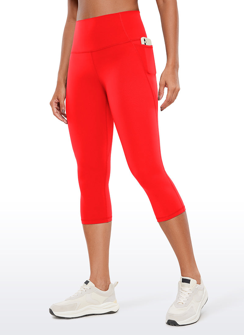 CRZ YOGA Dames Butterluxe Hoge taille Capri legging met zakken 48 cm Donkerrood