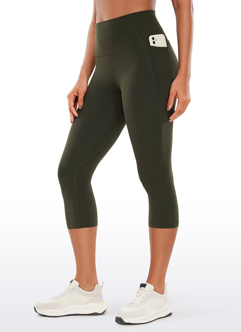 CRZ YOGA Naisten Butterluxe-capri-leggingsit, korkea vyötärö ja taskut, 19'' oliivinvihreä @model_info:Gigi