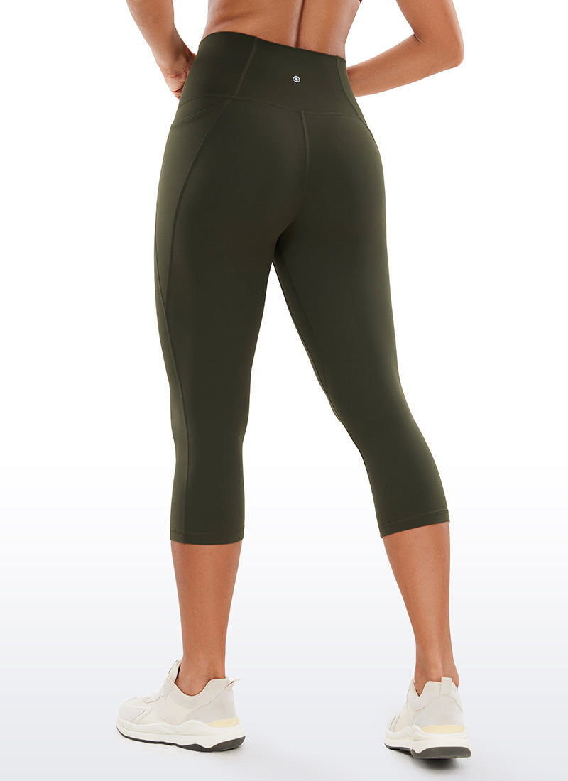 CRZ YOGA Naisten Butterluxe-capri-leggingsit, korkea vyötärö ja taskut, 19'' oliivinvihreä @model_info:Gigi