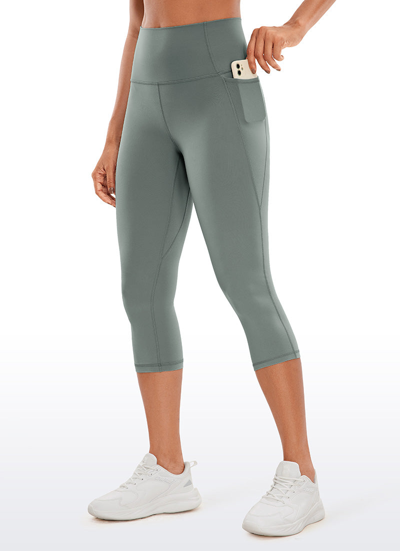 CRZ YOGA Dames Butterluxe High Waist Caprilegging met Zakken 48 cm Grijssalie