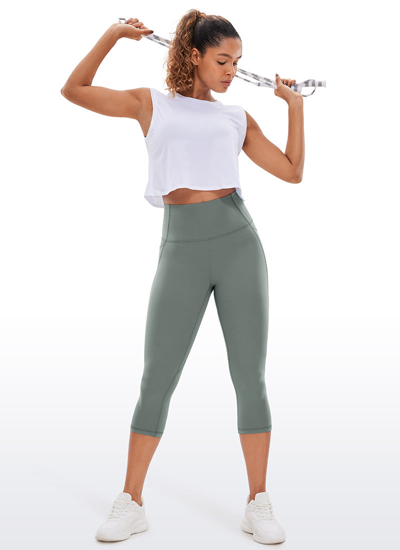 CRZ YOGA Dames Butterluxe High Waist Caprilegging met Zakken 48 cm Grijssalie
