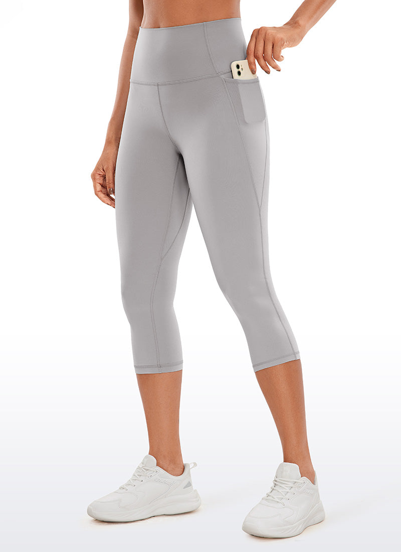 CRZ YOGA Dames Butterluxe High Waist Caprilegging met Zakken 48 cm Meeuwengrijs