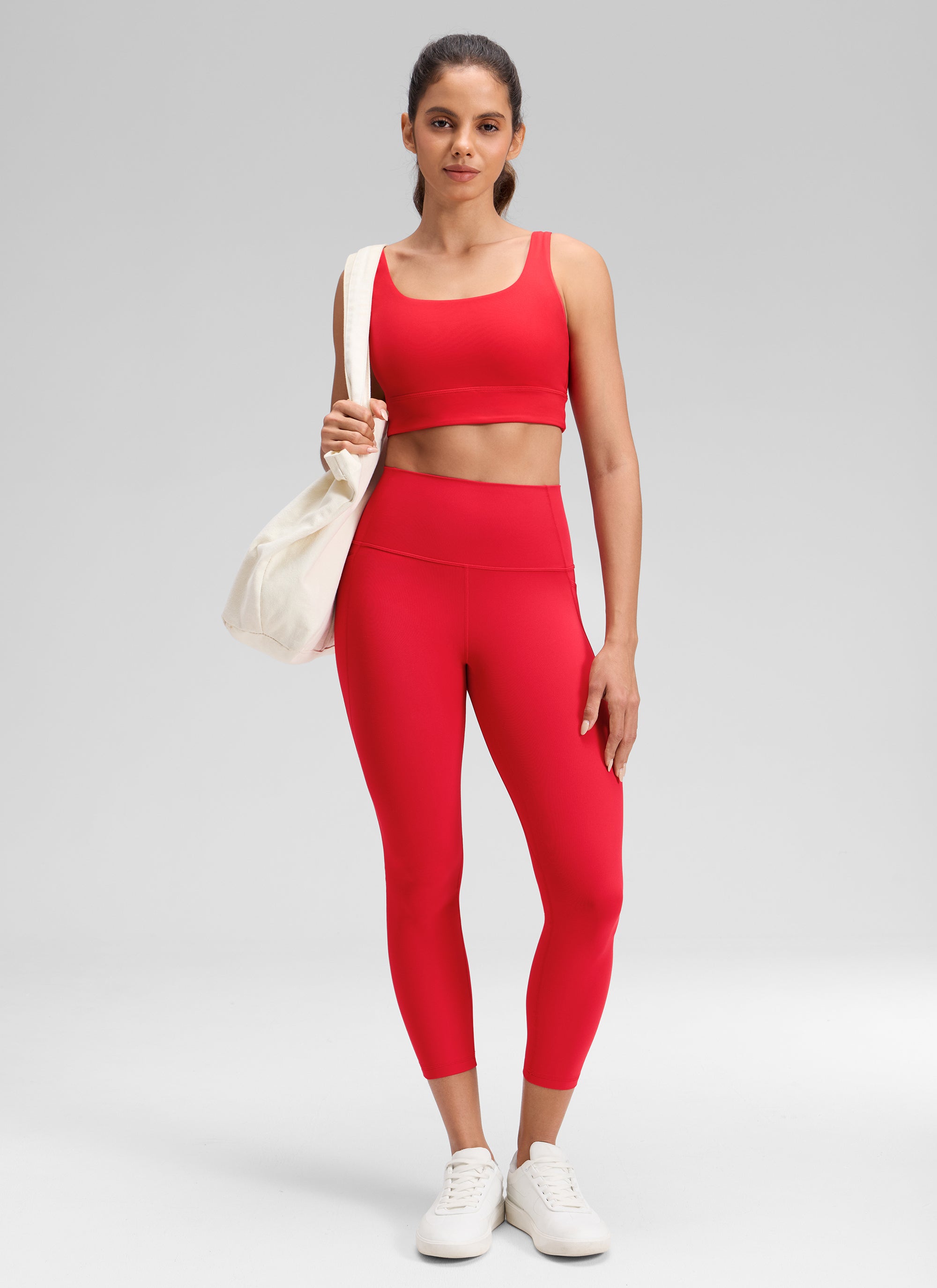 CRZ YOGA Dames Butterluxe High Waist Capri Legging met Zakken 58 cm Aurora Red