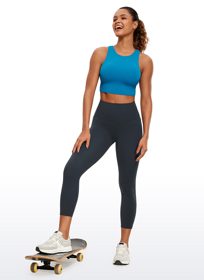 CRZ YOGA Dames Butterluxe High Waist Capri Legging met Zakken 58 cm True Navy