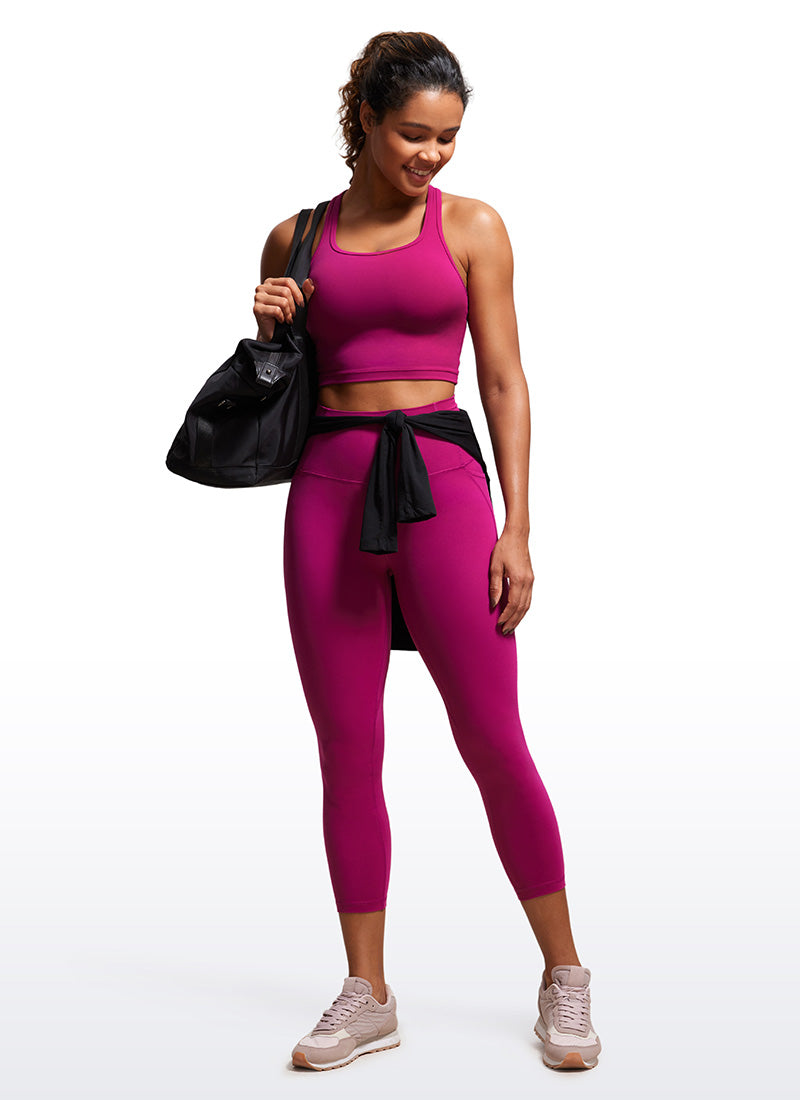 CRZ YOGA Dames Butterluxe High Waist Capri Legging met Zakken 58 cm Magenta Purple