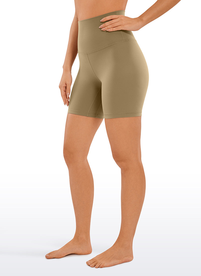 CRZ YOGA Women's Yoga Super High Waist Butterluxe Shorts 6'' Soul Brown @model_info:Deni