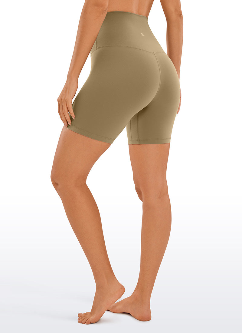 CRZ YOGA Women's Yoga Super High Waist Butterluxe Shorts 6'' Soul Brown @model_info:Deni