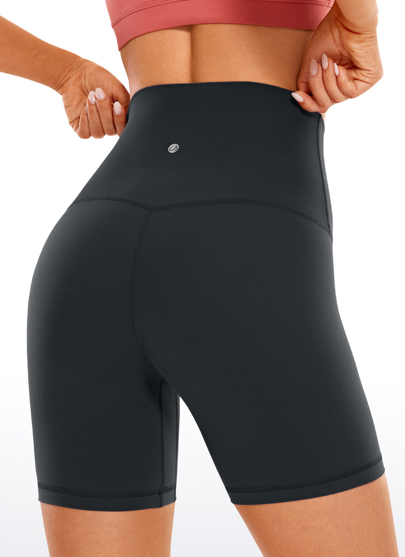 CRZ YOGA Women's Yoga Super High Waist Butterluxe Shorts 6'' Melanite @model_info:N