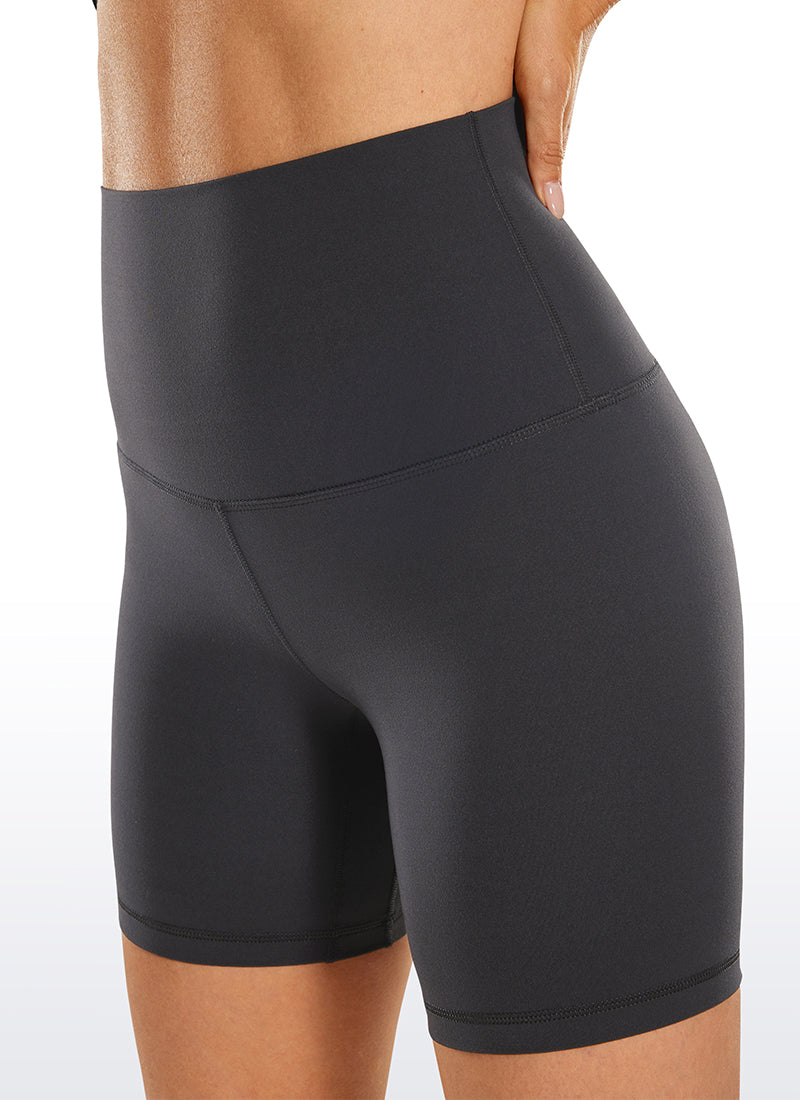 CRZ YOGA Women's Yoga Super High Waist Butterluxe Shorts 6'' Mysterious Grey