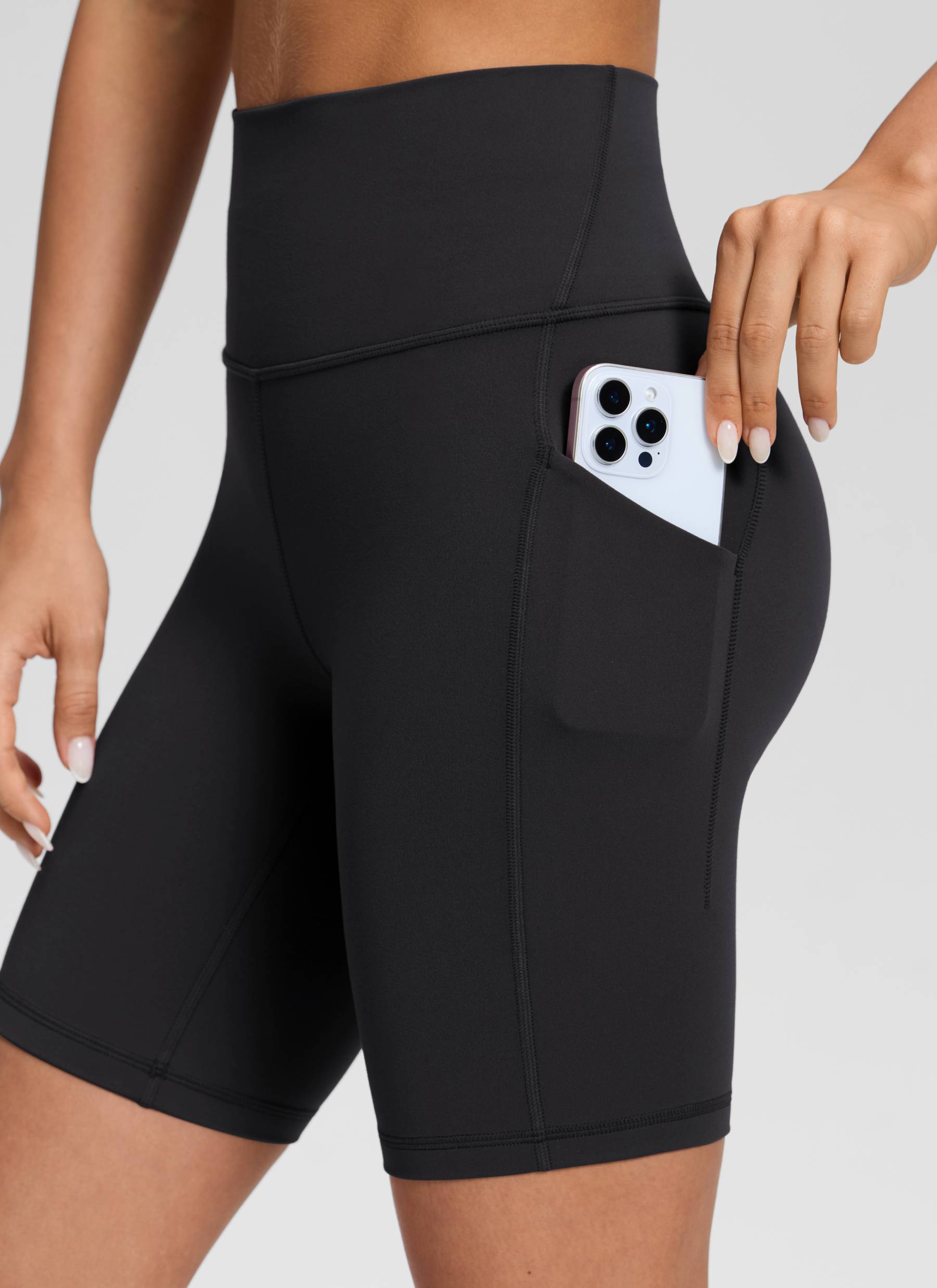 Short de biker Butterluxe de yoga à taille haute pour femme CRZ YOGA avec poches 20 cm Noir