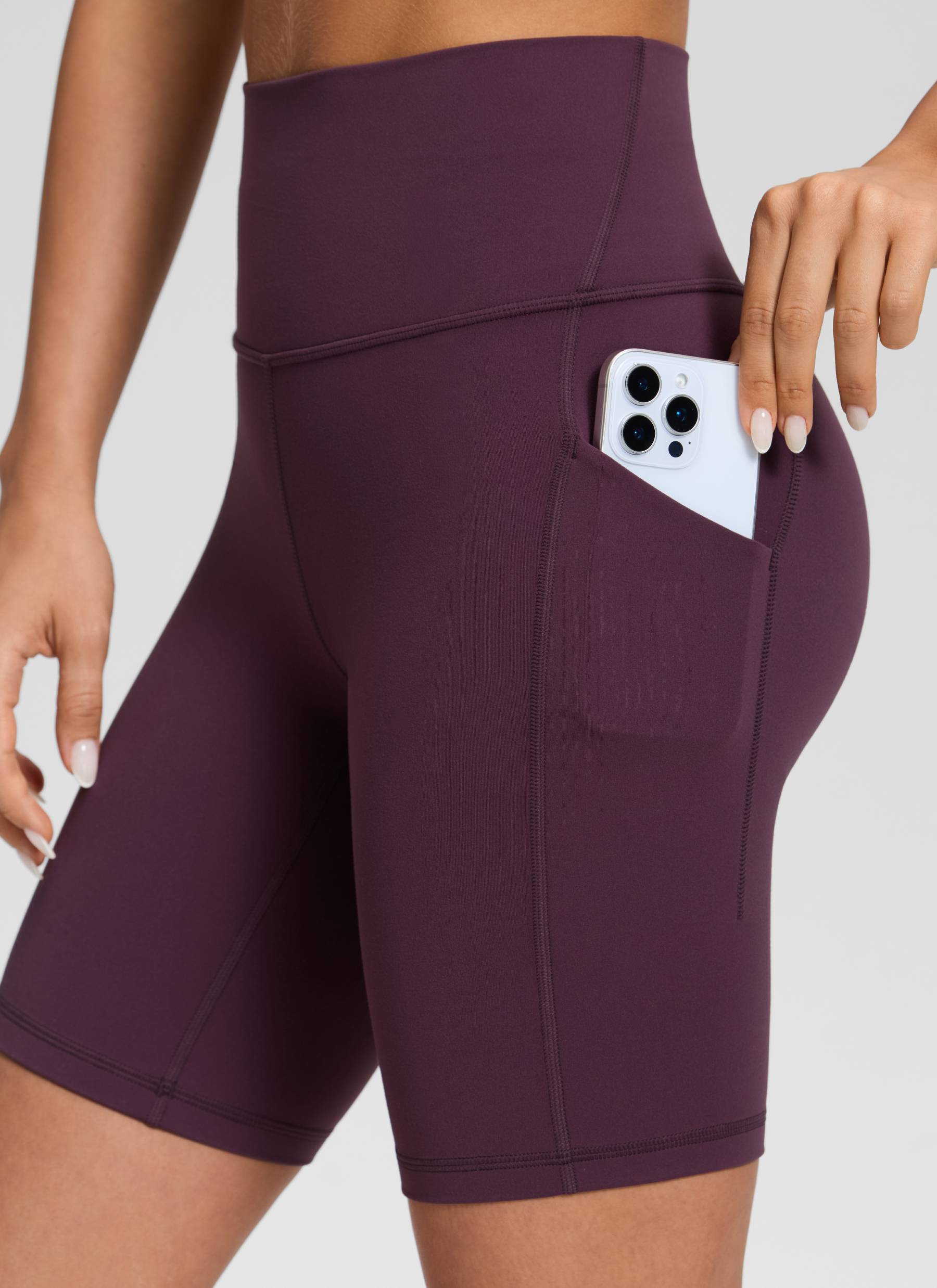 Short de biker Butterluxe de yoga à taille haute pour femme CRZ YOGA avec poches 20 cm Violet foncé