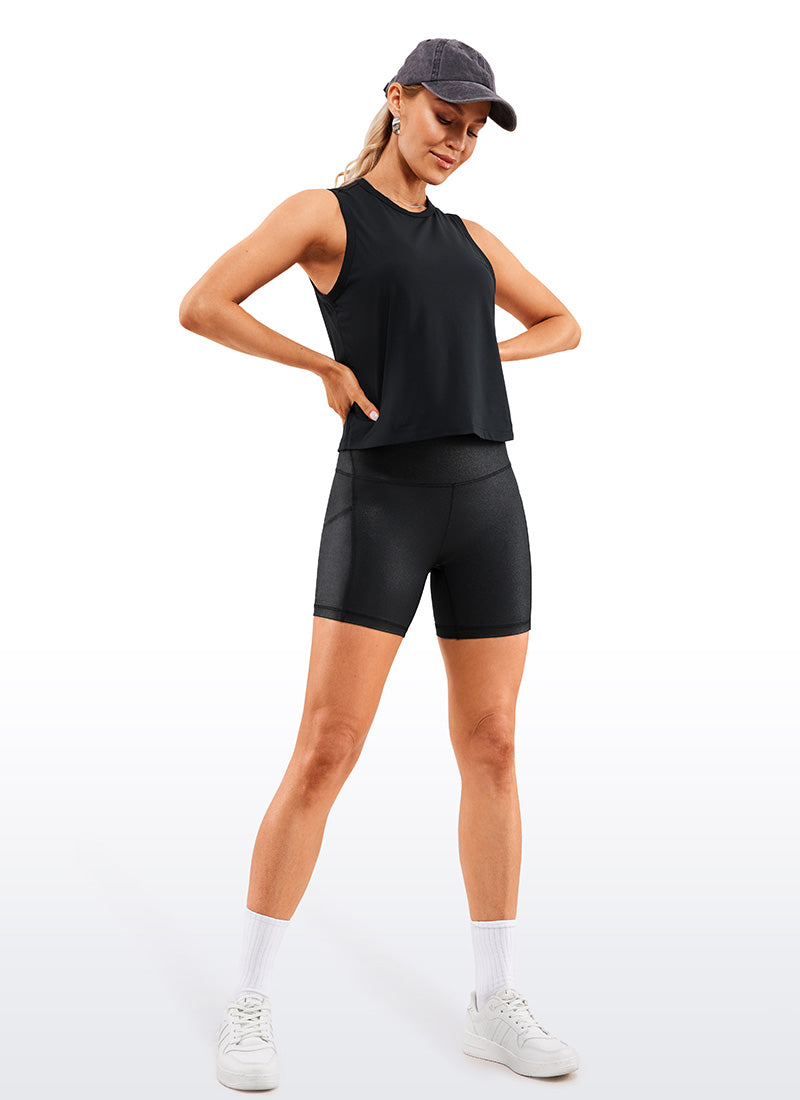 Short de motard de yoga taille haute Butterluxe avec poches 13 cm Noir classique effet cuir pour femme CRZ YOGA