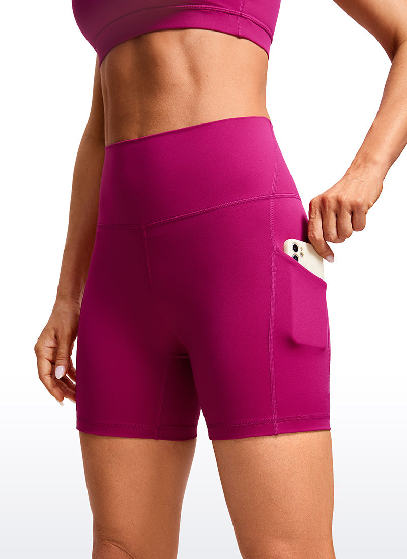 Short de motard de yoga taille haute Butterluxe avec poches 13 cm Violet magenta pour femme CRZ YOGA