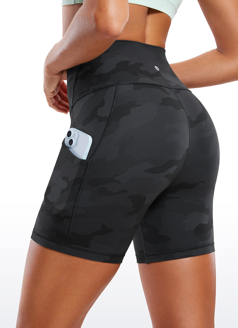 Short de motard de yoga taille haute Butterluxe avec poches 13 cm Camouflage gris foncé 2 pour femme CRZ YOGA