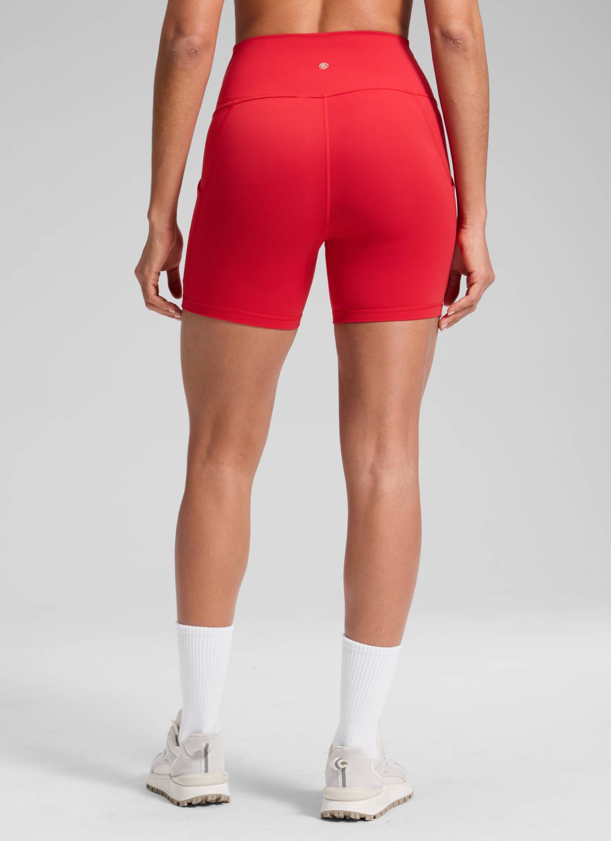 CRZ YOGA Short cycliste taille haute Butterluxe pour femme avec poches 13 cm Rouge Aurora
