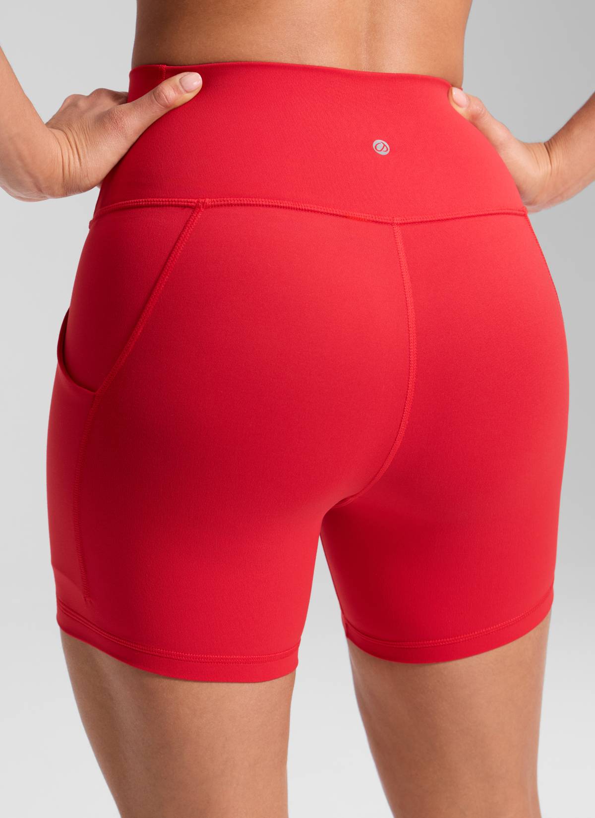 CRZ YOGA Short cycliste taille haute Butterluxe pour femme avec poches 13 cm Rouge Aurora
