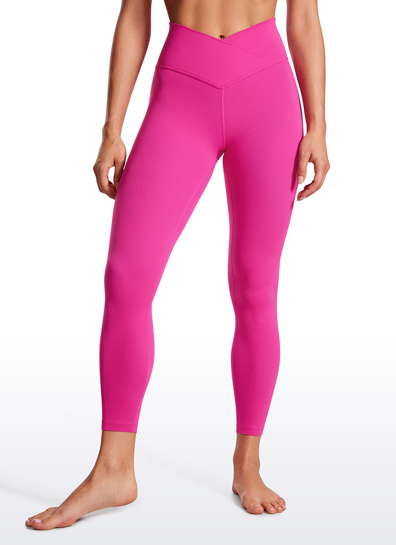 CRZ YOGA Legging de Yoga Butterluxe Taille Haute 64 cm Croisé en V Femme Violet Hibiscus