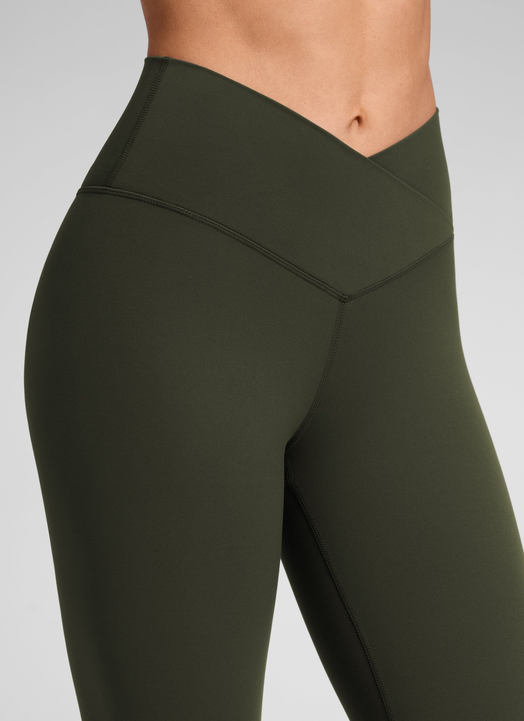 CRZ YOGA Dames Hoge Taille Butterluxe Yoga Legging 64 cm V-Kruis Taille Olijfgroen