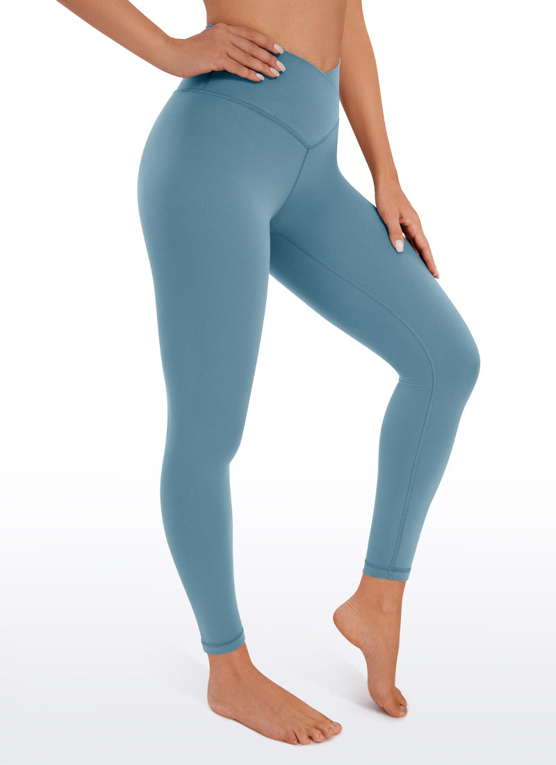 CRZ YOGA Legging de Yoga Butterluxe Taille Haute 64 cm Croisé en V Femme Bleu Cendré