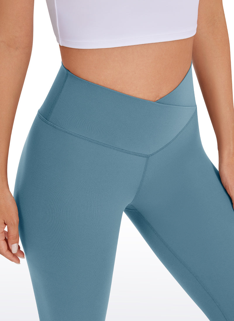 CRZ YOGA Legging de Yoga Butterluxe Taille Haute 64 cm Croisé en V Femme Bleu Cendré