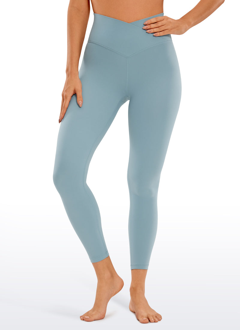 CRZ YOGA Legging de Yoga Butterluxe Taille Haute 64 cm Croisé en V Femme Bleu Grisâtre Clair