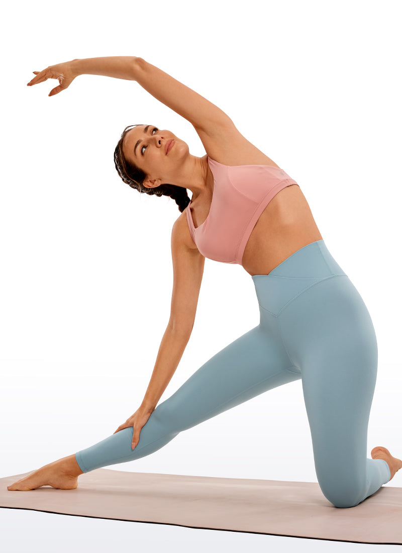 CRZ YOGA Legging de Yoga Butterluxe Taille Haute 64 cm Croisé en V Femme Bleu Grisâtre Clair