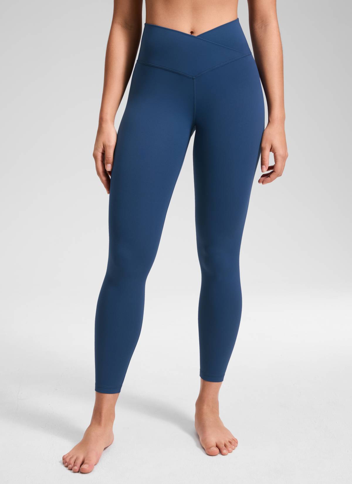 CRZ YOGA Dames Butterluxe Yogalegging met hoge taille en V-overslag, 64 cm, Frans Marine