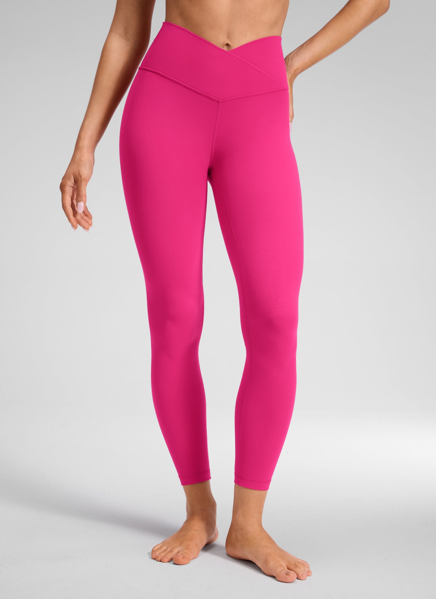 CRZ YOGA Legging de yoga Butterluxe taille haute pour femme 64 cm à taille croisée en V Rose granita