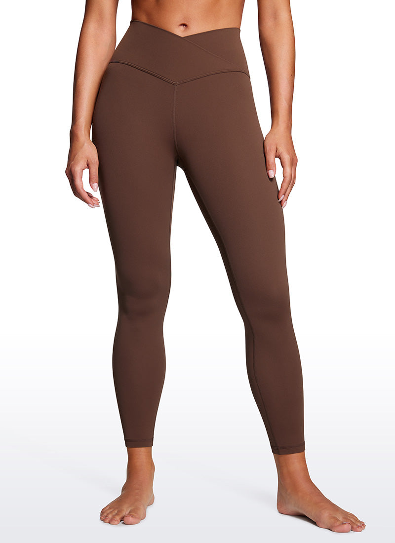 CRZ YOGA Legging de yoga Butterluxe taille haute pour femme 64 cm V croisé Marron café