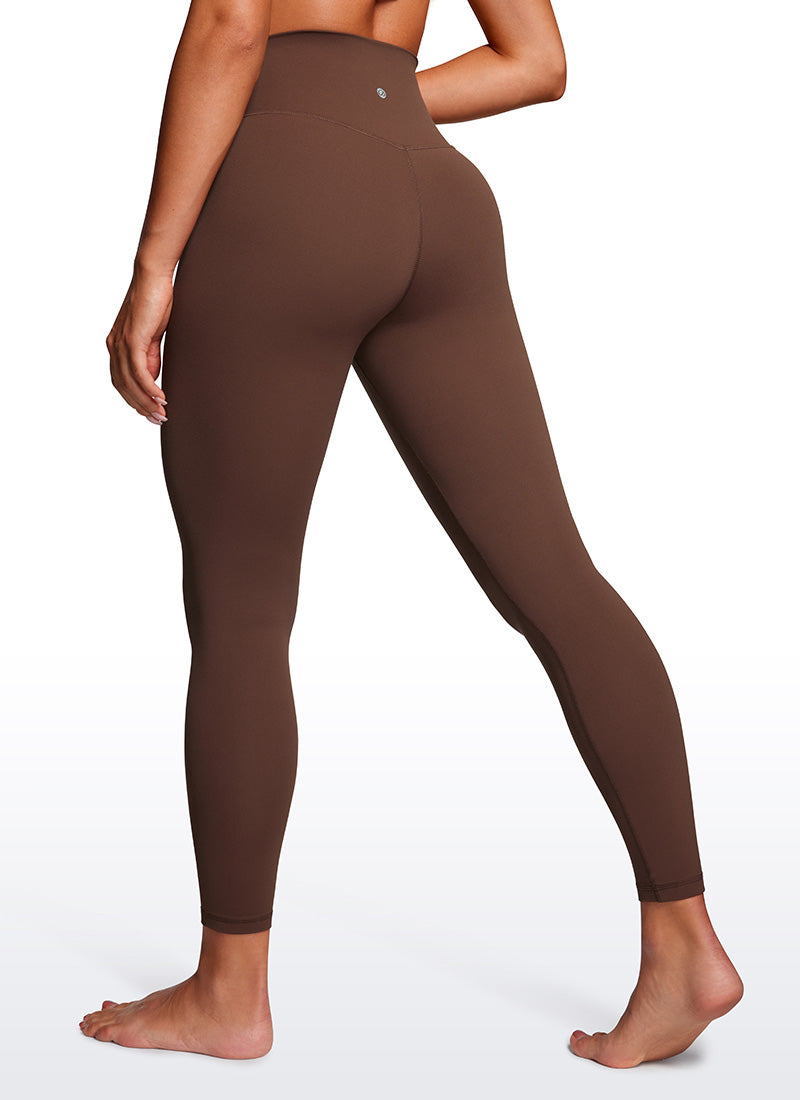 CRZ YOGA Legging de yoga Butterluxe taille haute pour femme 64 cm V croisé Marron café