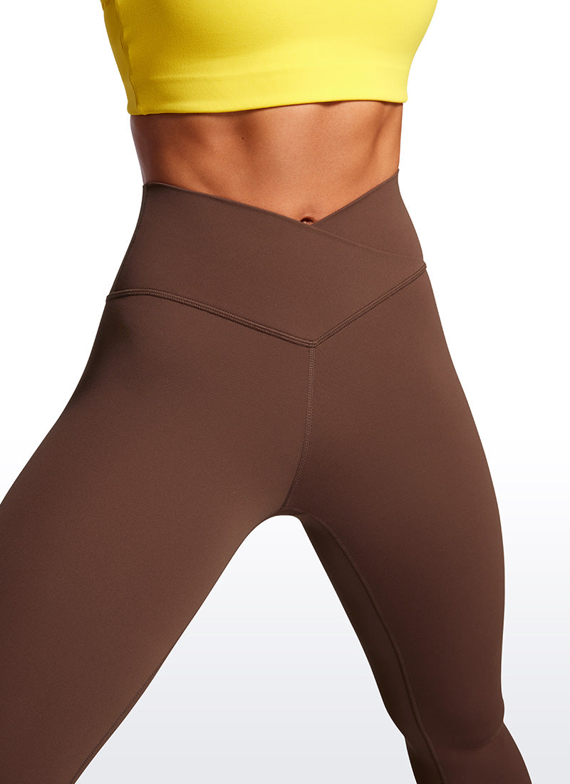 CRZ YOGA Legging de yoga Butterluxe taille haute pour femme 64 cm V croisé Marron café