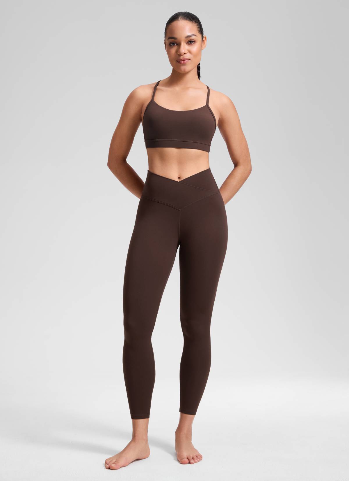 CRZ YOGA Dames High Rise Butterluxe Yogalegging 64 cm V-kruistaille Hot Fudge Brown