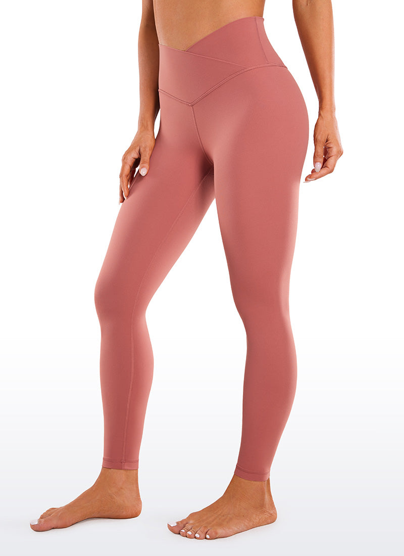 CRZ YOGA Women's High Rise Butterluxe Yoga Leggings 28'' V Cross Waist Briar Rose