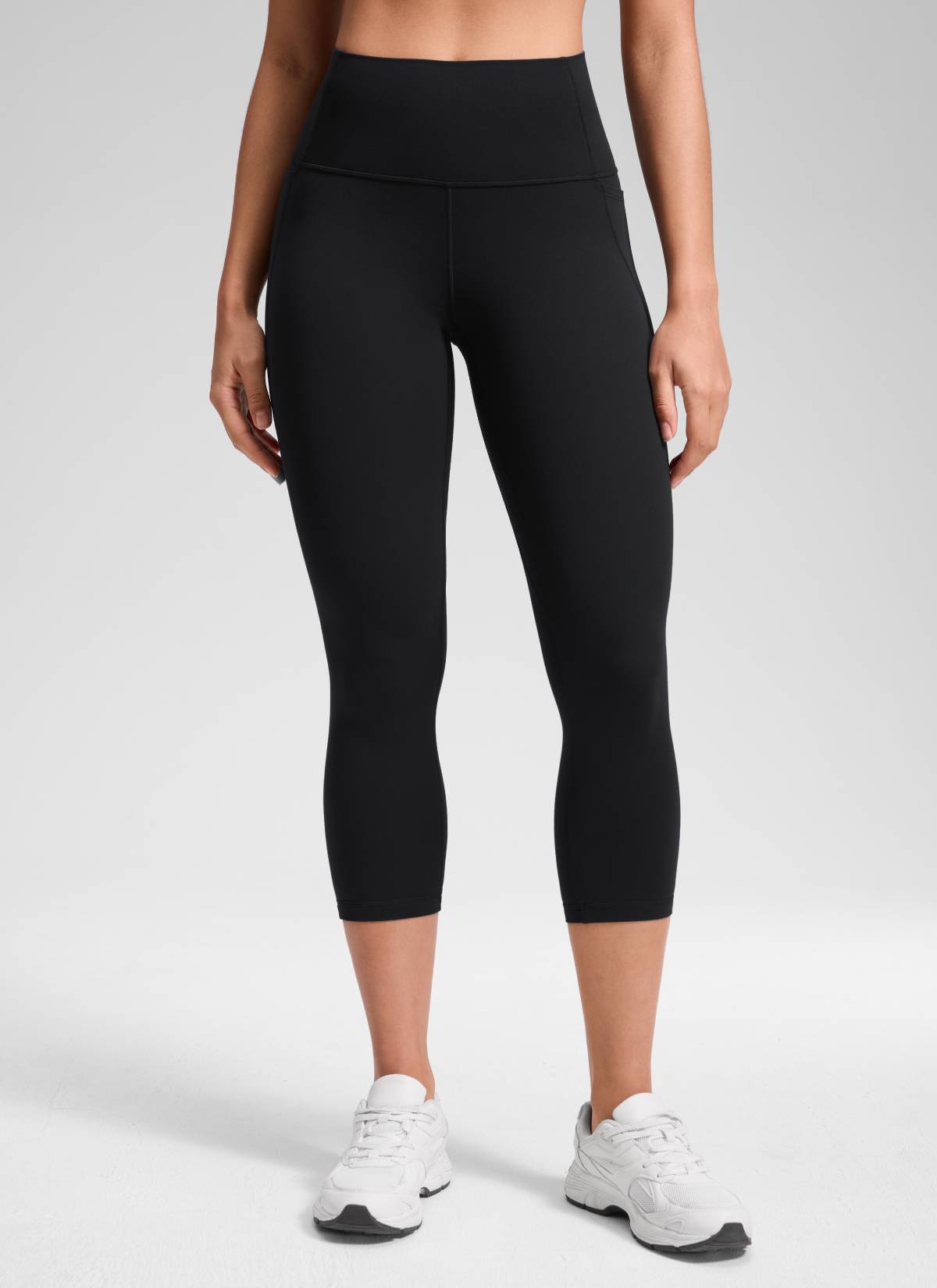 CRZ YOGA Women's Yoga High Rise Butterluxe Capri with Pockets 21'' Black @model_info:Fiona