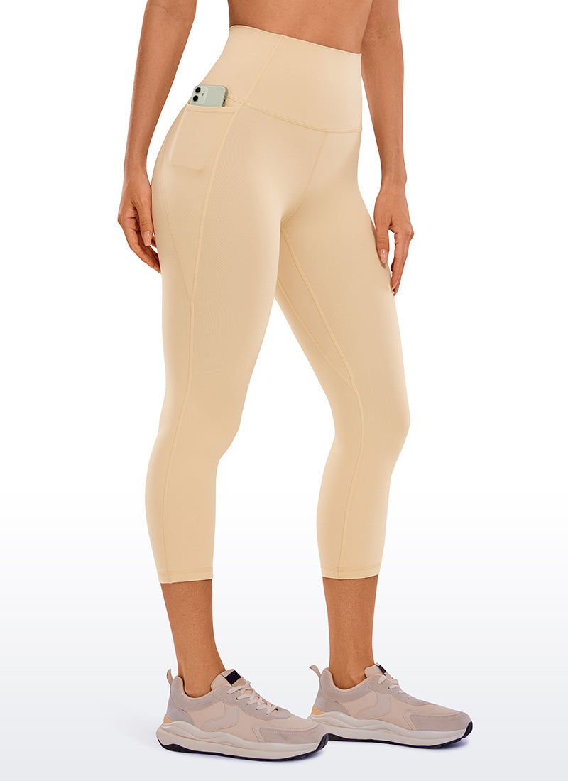 CRZ YOGA Dames Yoga High Rise Butterluxe Capri met Zakken 53 cm Tan Milkshake