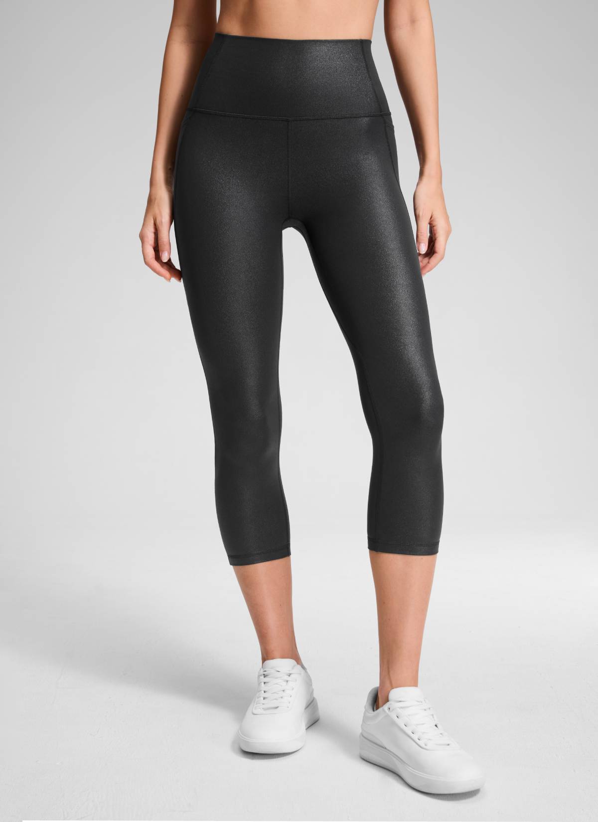 CRZ YOGA Dames Yoga High Rise Butterluxe Capri met Zakken 53 cm Black Classic Leather