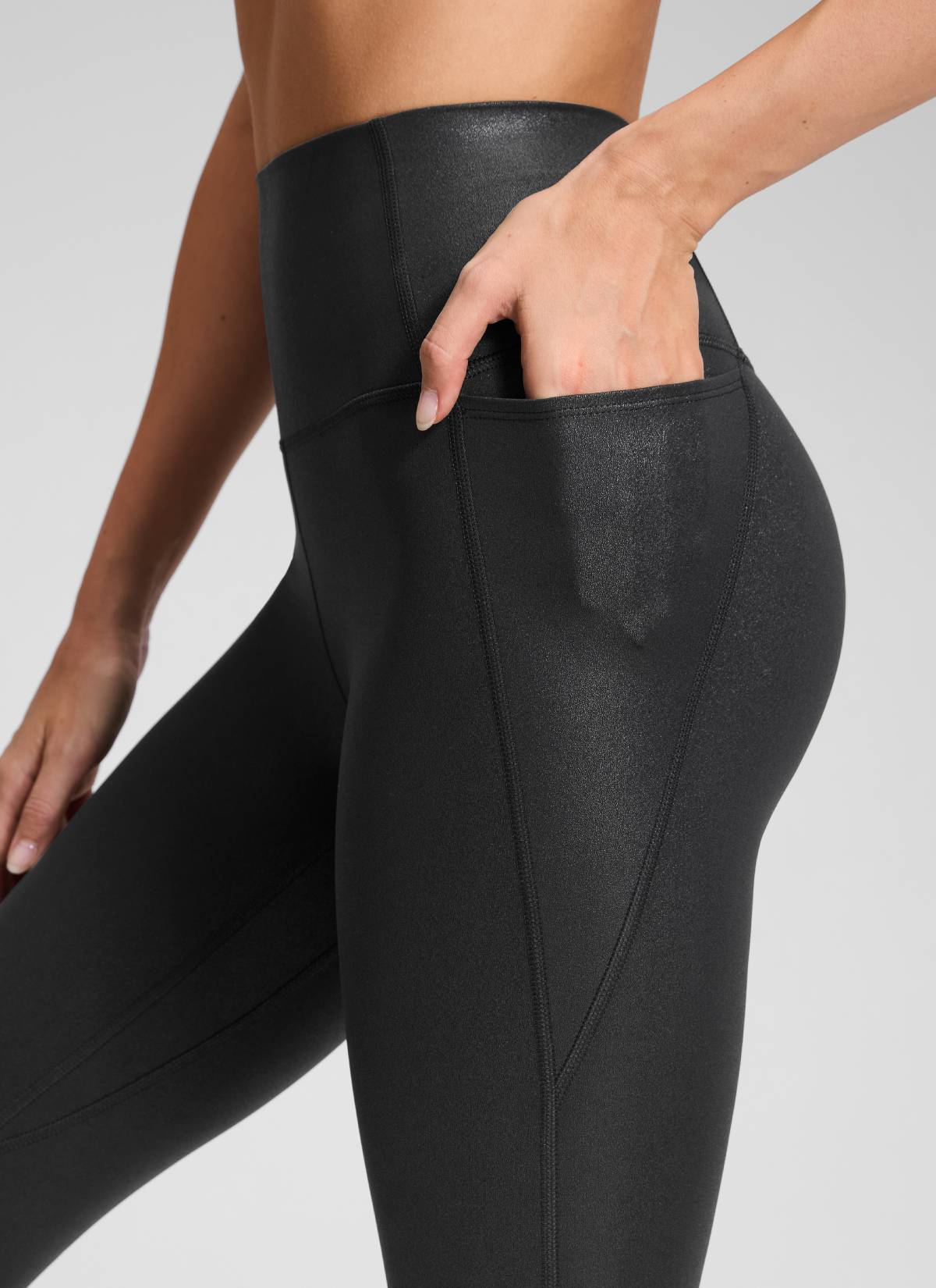 CRZ YOGA Dames Yoga High Rise Butterluxe Capri met Zakken 53 cm Black Classic Leather