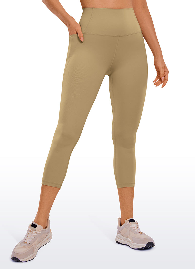 CRZ YOGA Women's Yoga High Rise Butterluxe Capri with Pockets 21'' Soul Brown @model_info:Deni