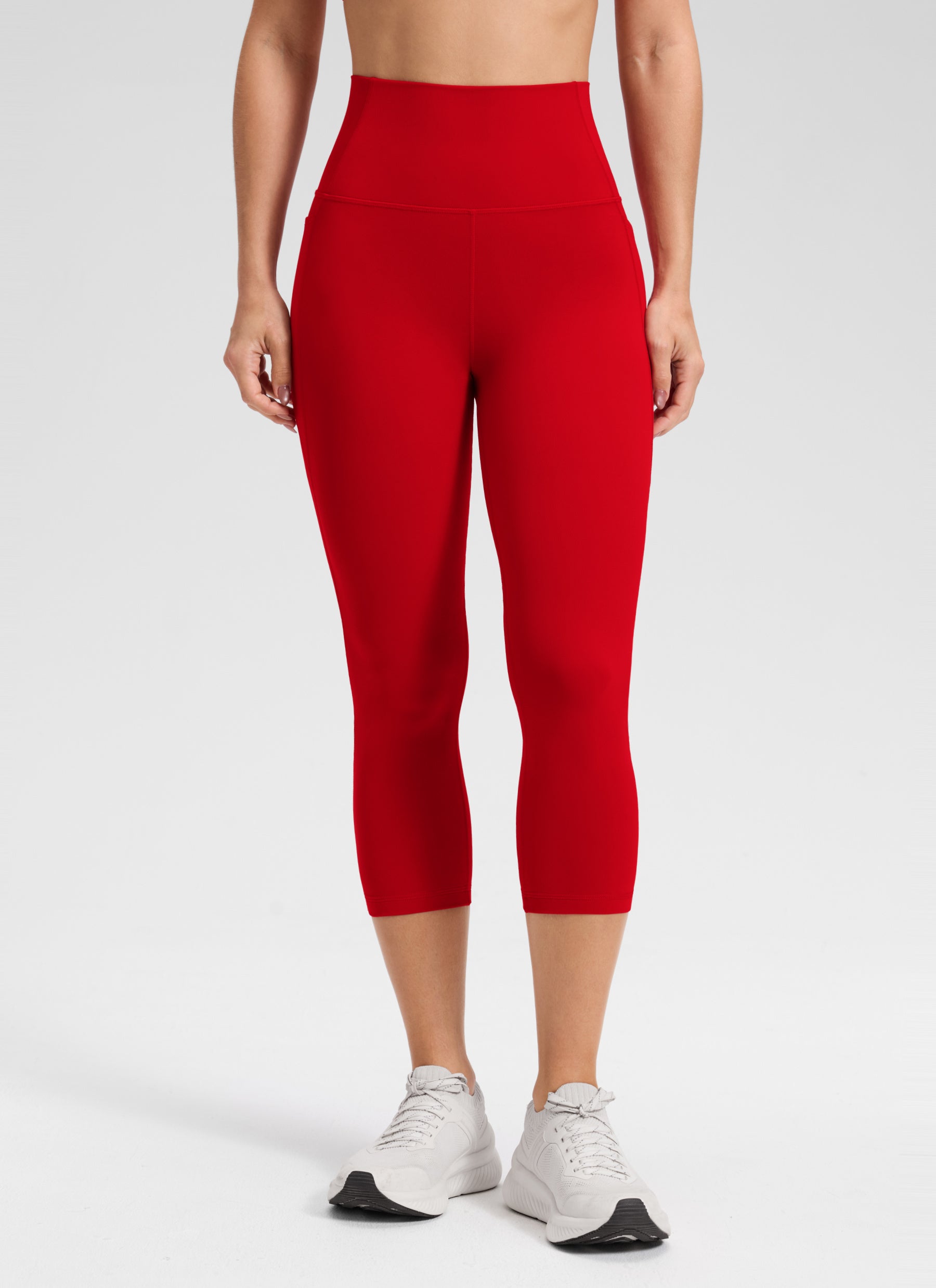 CRZ YOGA Dames Yoga High Rise Butterluxe Capri met Zakken 53 cm Red Chili