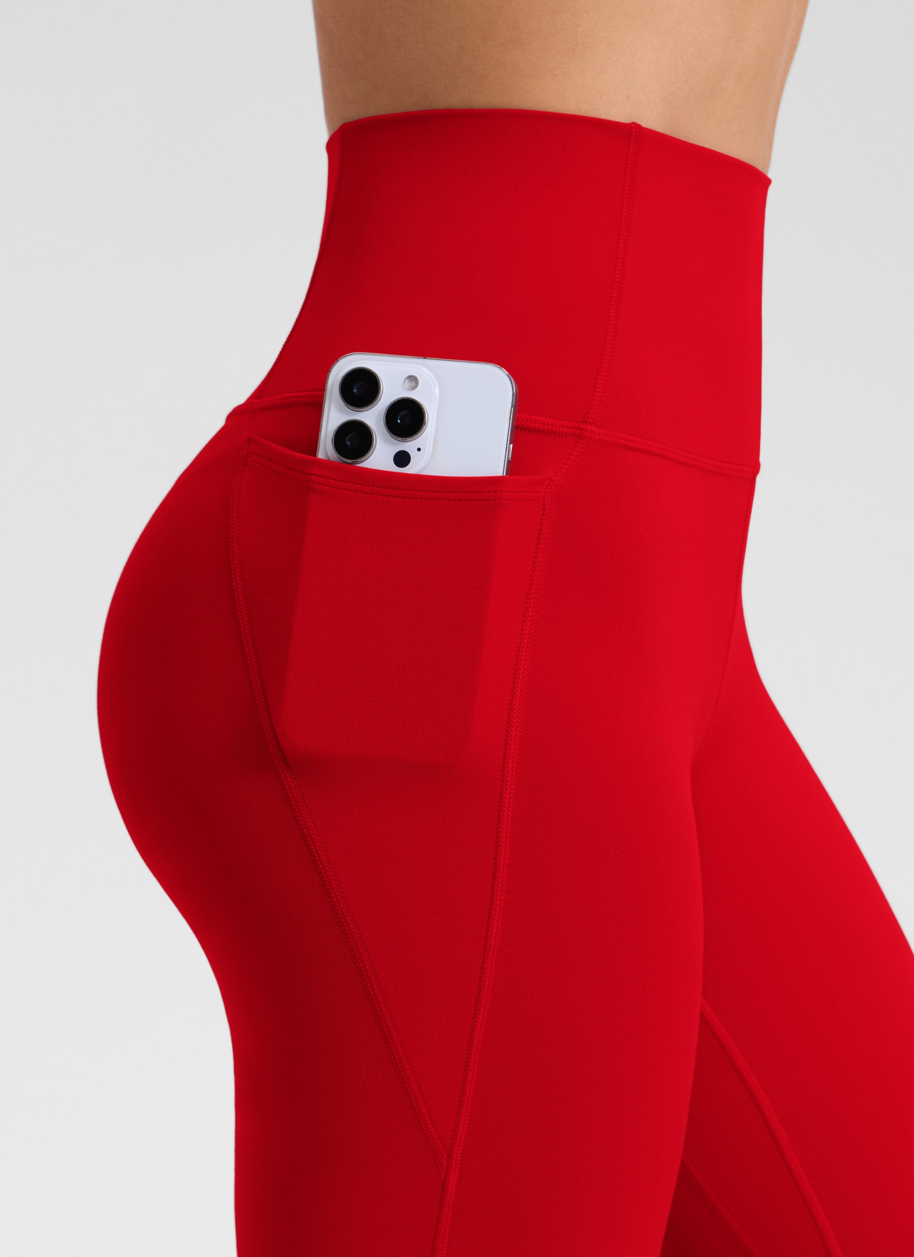 CRZ YOGA Dames Yoga High Rise Butterluxe Capri met Zakken 53 cm Red Chili
