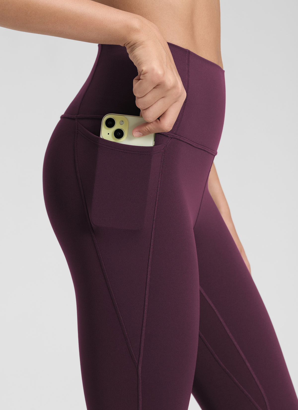 CRZ YOGA Women's Yoga High Rise Butterluxe Capri with Pockets 21'' Deep Purple @model_info:Jenna