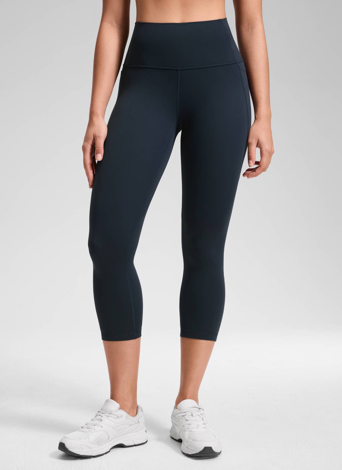 CRZ YOGA Women's Yoga High Rise Butterluxe Capri with Pockets 21'' True Navy @model_info:Fiona