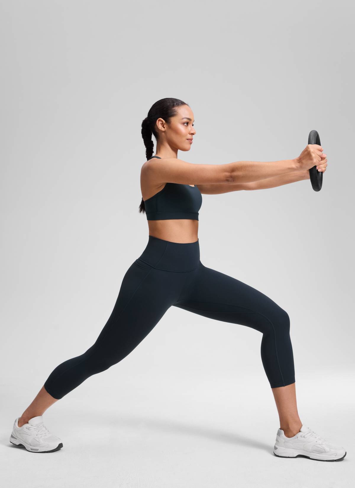 CRZ YOGA Women's Yoga High Rise Butterluxe Capri with Pockets 21'' True Navy @model_info:Fiona