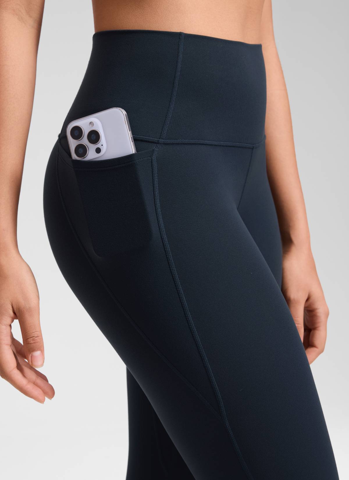 CRZ YOGA Women's Yoga High Rise Butterluxe Capri with Pockets 21'' True Navy @model_info:Fiona