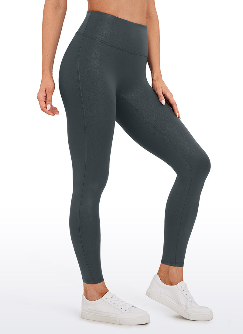 CRZ YOGA – damskie legginsy z matowej sztucznej skóry Butterluxe bez przedniego szwu, długość 26,5'' – model Melanite Classic