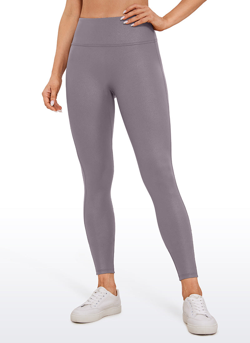 CRZ YOGA – damskie legginsy z matowej sztucznej skóry Butterluxe bez przedniego szwu, długość 26,5'' – kolor Tornado Grey, klasyczny wzór