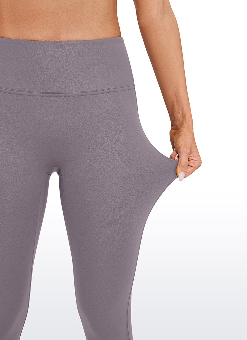 CRZ YOGA – damskie legginsy z matowej sztucznej skóry Butterluxe bez przedniego szwu, długość 26,5'' – kolor Tornado Grey, klasyczny wzór